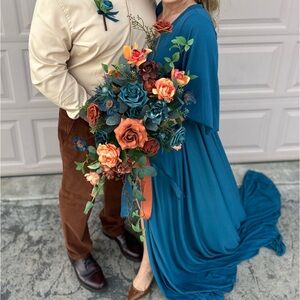 Teal  autumn dress size M.